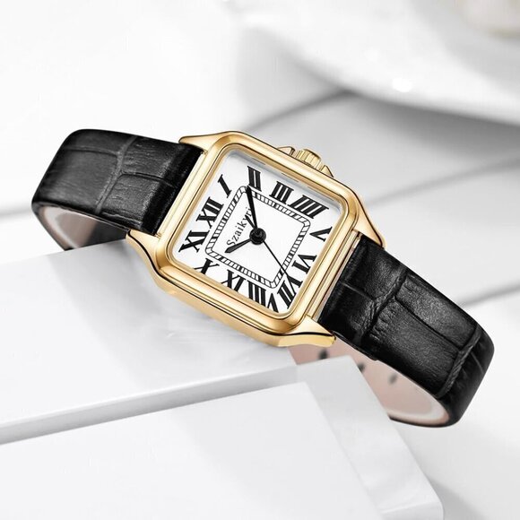 ?Women Gold Classic Square Watches with Roman Numeral Ladies Casual Dress Watch main image 6